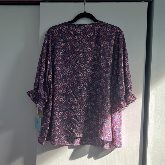 CeCe Bloom Print Ruffle Top - Picture 2 of 5